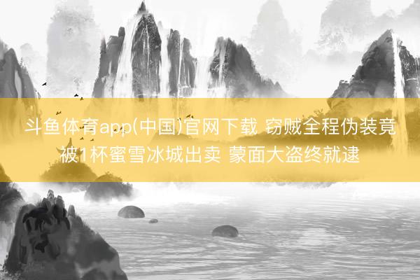 斗鱼体育app(中国)官网下载 窃贼全程伪装竟被1杯蜜雪冰城出卖 蒙面大盗终就逮