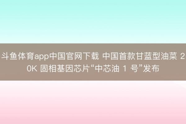 斗鱼体育app中国官网下载 中国首款甘蓝型油菜 20K 固相基因芯片“中芯油 1 号”发布
