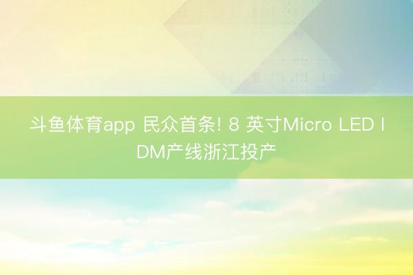 斗鱼体育app 民众首条! 8 英寸Micro LED IDM产线浙江投产