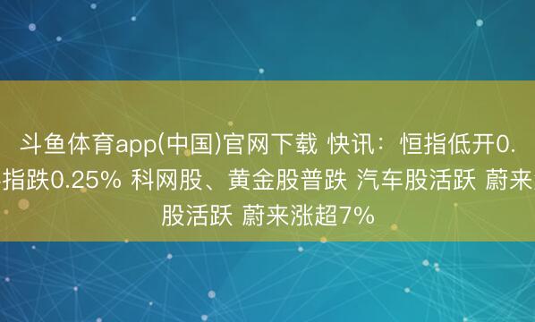 斗鱼体育app(中国)官网下载 快讯：恒指低开0.39% 科指跌0.25% 科网股、黄金股普跌 汽车股活跃 蔚来涨超7%