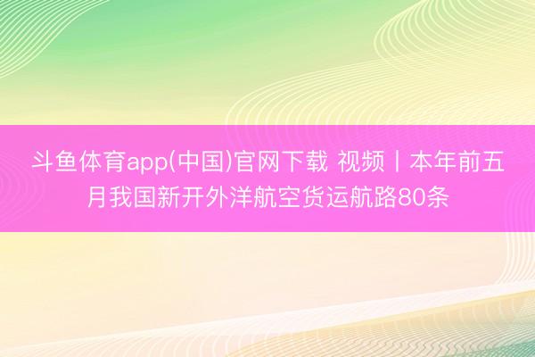 斗鱼体育app(中国)官网下载 视频丨本年前五月我国新开外洋航空货运航路80条