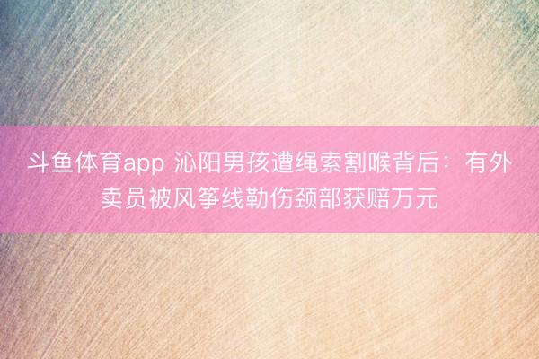斗鱼体育app 沁阳男孩遭绳索割喉背后：有外卖员被风筝线勒伤颈部获赔万元